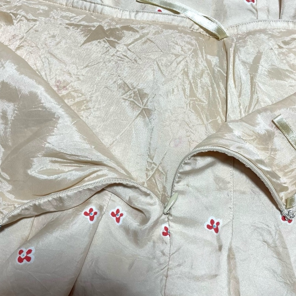 Massimo Dutti silk floral long  maxi skirt beige sz USA 10.  42/32 lined - Picture 8 of 11